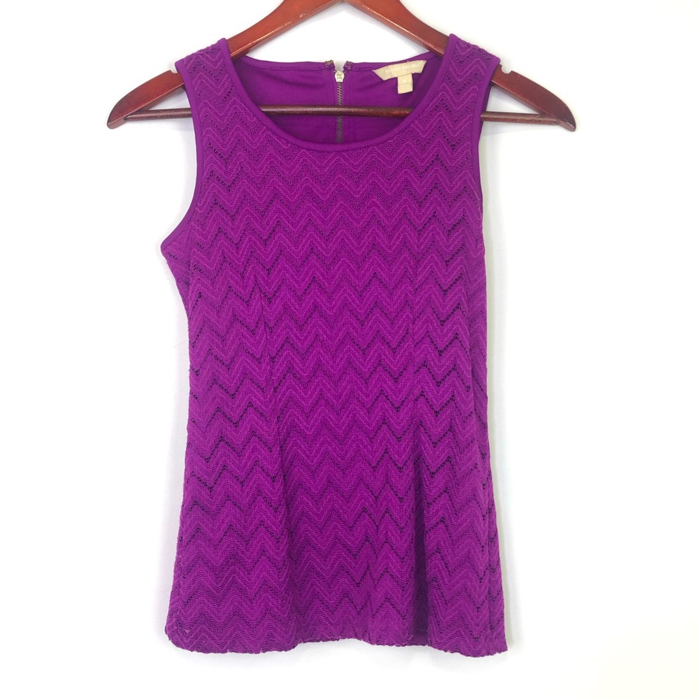 Banana Republic Purple Blouse Sleeveless Lace 0 Formal Business Workwear Office